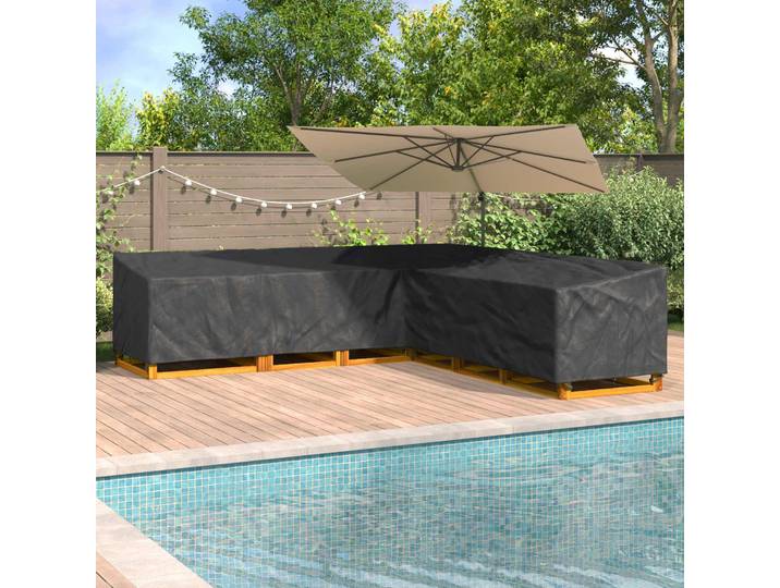 vidaXL Möbelbezug 325 x 325 x 80 cm 210D Oxford Stoff L-Form Schwarz