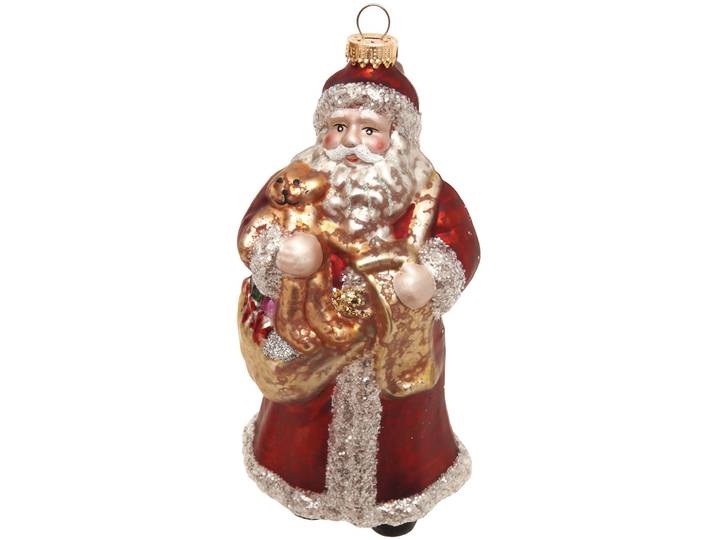 Weihnachtsbaumkugel KREBS GLAS LAUSCHA Baumschmuck Santa nostalgisch mit Korb rot 17cm , rot, B:6cm H:17cm T:8cm Ø:17cm, Glas, Weihnachtsbaumkugeln, Weihnachtsbaumkugel, Dekoriert mit Liebe zum Detail