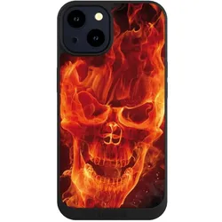 Nivocase Handyhülle für Apple iPhone 14 Hülle NIVOpure Case Schwarz Feuer Schädel Totenkopf (Apple iPhone 14), Smartphone Hülle, Schwarz