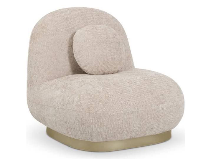 Fauteuil Design Courbe Contemporain Rembourré en Chenille - Nuiba Beige