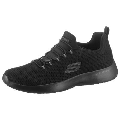 Slip-On Sneaker SKECHERS "DYNAMIGHT", Herren, Gr. 44, Textil, schwarz (schwarz uni), unifarben, Schuhe, Slipper, Sneaker mit Memory Foam