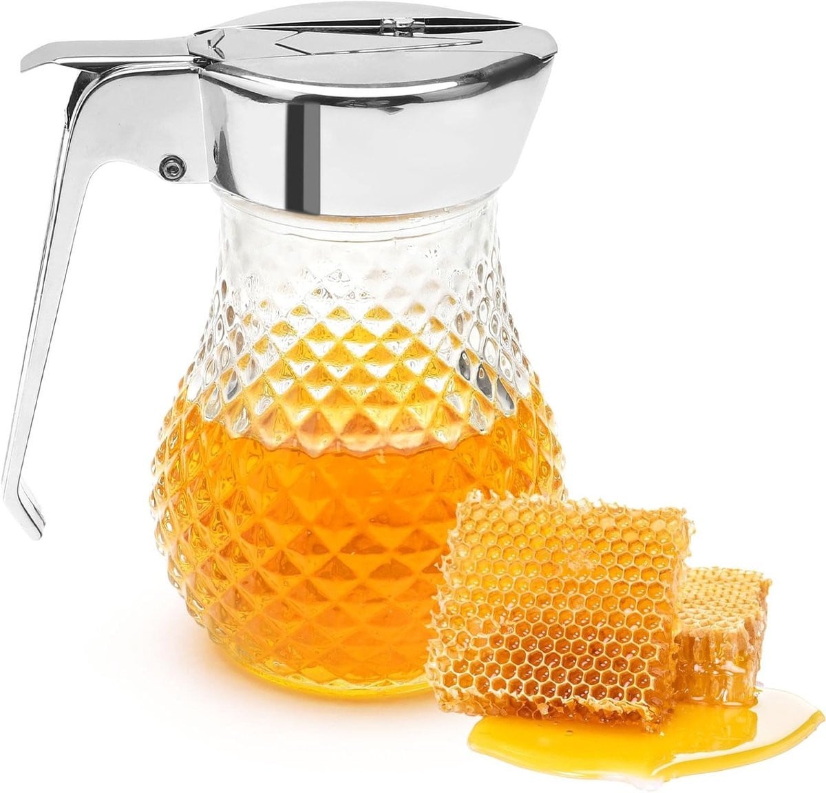 Glazen Dispenser voor Honing en Siropen, 250 ml, Transparant met Handvat