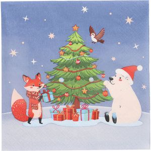 Papstar Servietten 37218 Christmas Party, 33 x 33 cm, 1/4-Falz, 3-lagig, 20 Stück