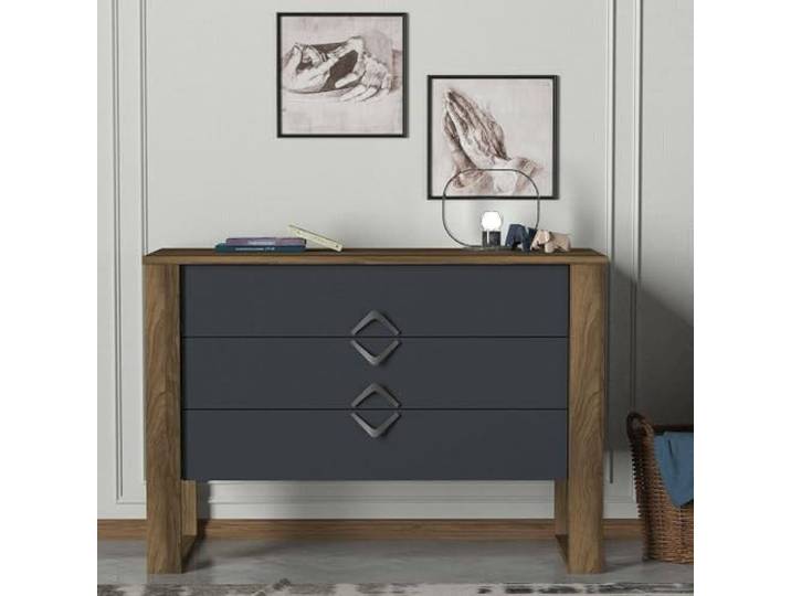 Dmora Kommode Alrescha 110x44,8x76h cm Braun 3 Schubladen