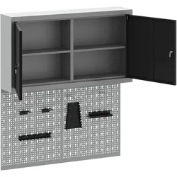 vidaXL, Werkstattschrank, Cullen 100 cm pegboard +wall cabinet (20 cm, 115 cm)