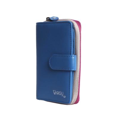 Geldbörse VARGU "MASIN 1-A", Damen, blau (blau, cranberry), Rindsleder, Kleinlederwaren, LGW zertifiziertes Leder