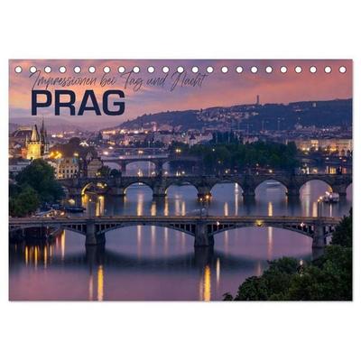 PRAG Impressionen bei Tag und Nacht (Tischkalender 2027 DIN A5 quer), CALVENDO Monatskalender