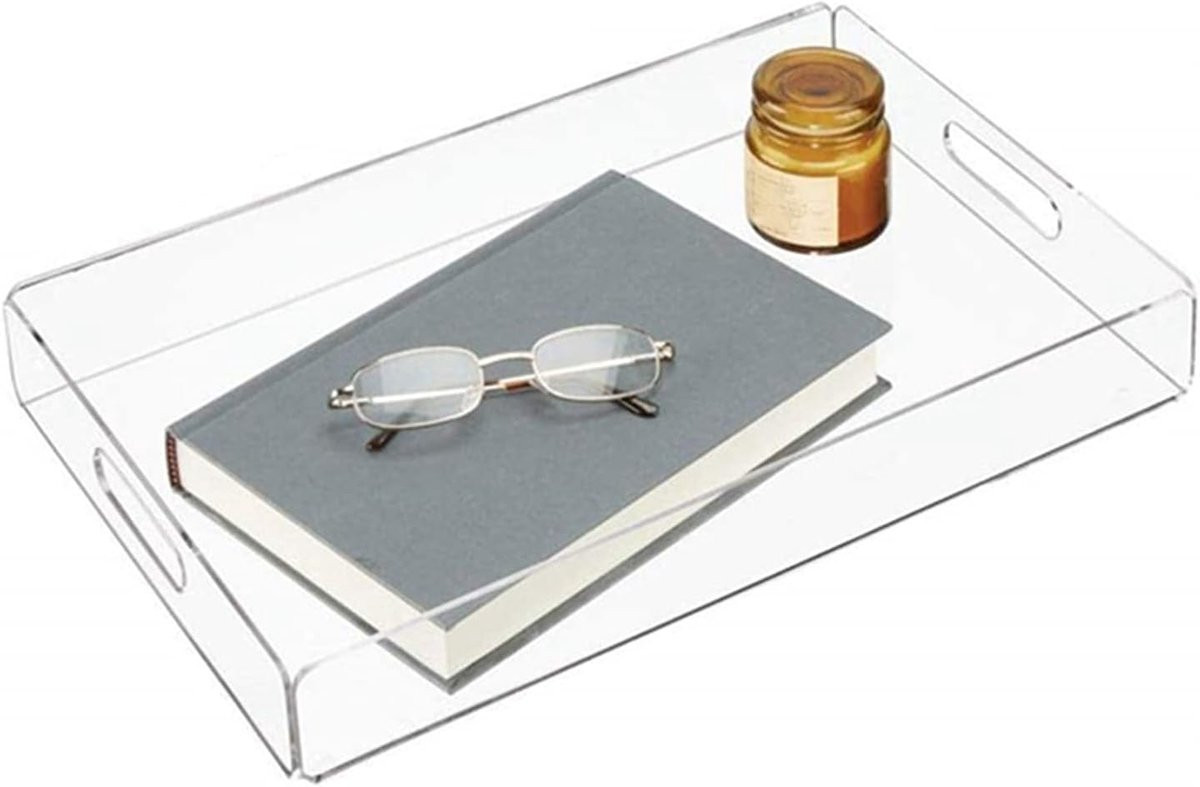 SnelShoppen Duurzame Acryl Ontbijt Tray - Transparante Stevige Food Tray voor Thuis, Keuken, Feest en Camping