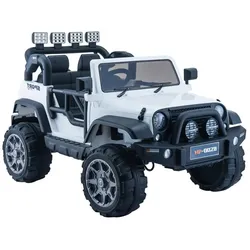 Kinderfahrzeug Jeep HP012 Weiß EVA-Reifen Ledersitz LED Frontscheinwerfer Auto
