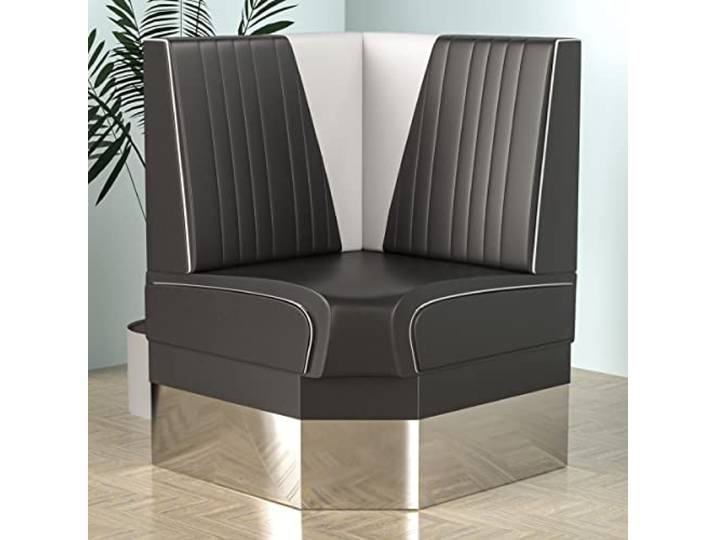 GGMMÖBEL Diner Vegas 3 Diner Eckbank B:H 64 x 103 cm V-Steppung Schwarz Leder American Diner Möbel, American Dinerbank