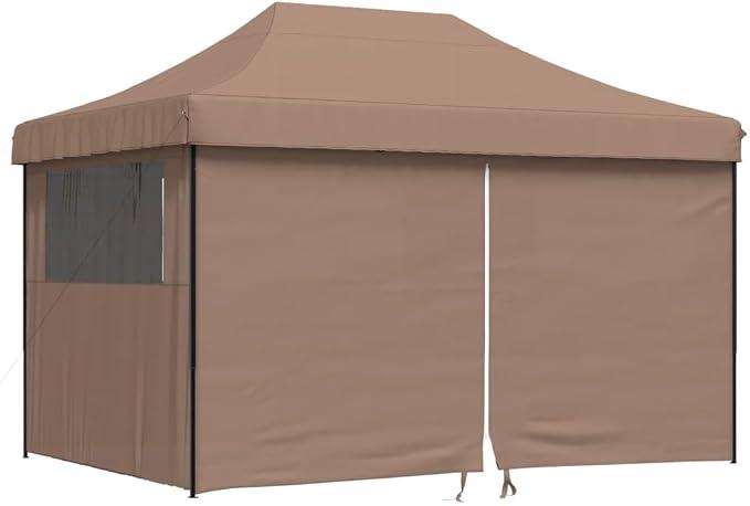 Pop-up Partyzelt faltbar für Veranstaltungen mit 4 Seitenteilen in Braun, faltbares Festzelt für Outdoor-Events und Robustes Gartenzelt mit Stahlgestell, großes Popup-Zelt