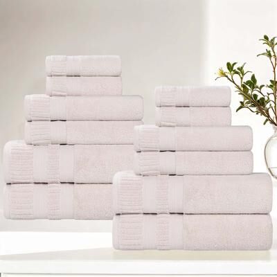 Superior Venice Zero Twist Cotton Medium Weight Absorbent 12 Piece Towel Set