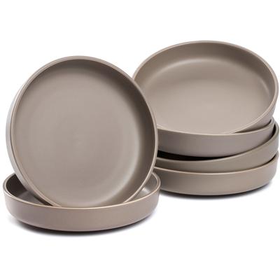 Teller-Set LEONARDO "Suppenteller ROMA, Keramikteller, ca. 20 cm, 6-teilig", grau (taupe), 6 Stk., Keramik, Geschirr-Sets, Teller Set, Geschirr-Set, Service, spülmaschinengeeignet