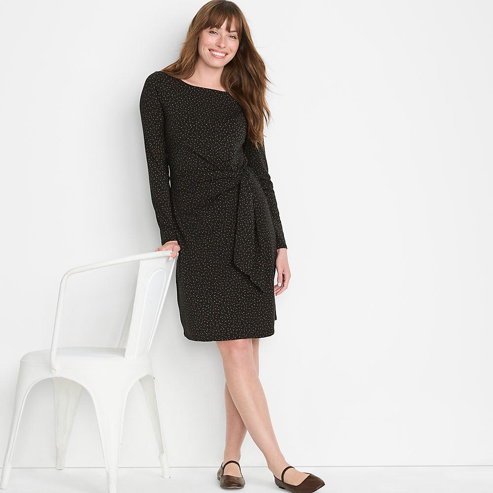 Baumwolle/Modal-Kleid mit Zierschleife für Damen, Damen, size: regular, Schwarz, Baumwolle Modal, by Lands' End