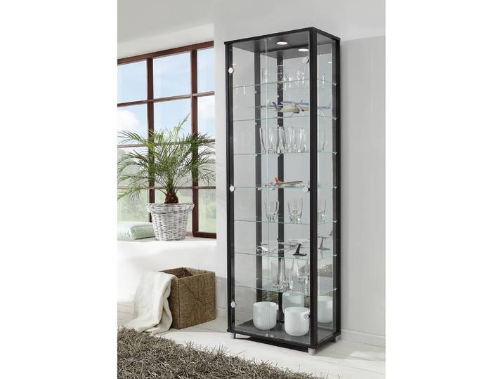 Vitrinenschrank Exhibit IV 58 x 172 x 33cm Schwarz/Schwarz
