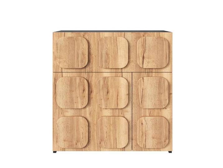 Commode Vintage avec structure en bois et côtés noirs - le design rétro rencontre L'esthétique moderne rangement à 4 compartiments