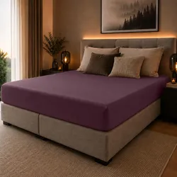 BettwarenShop Spannbettlaken für Boxspring Matratzen Ultra Stretch 160x200 cm | feige - lila