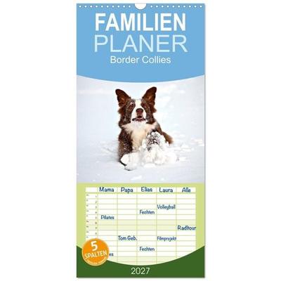 Familienplaner 2027 - Border Collies mit 5 Spalten (Wandkalender, 21 x 45 cm) CALVENDO