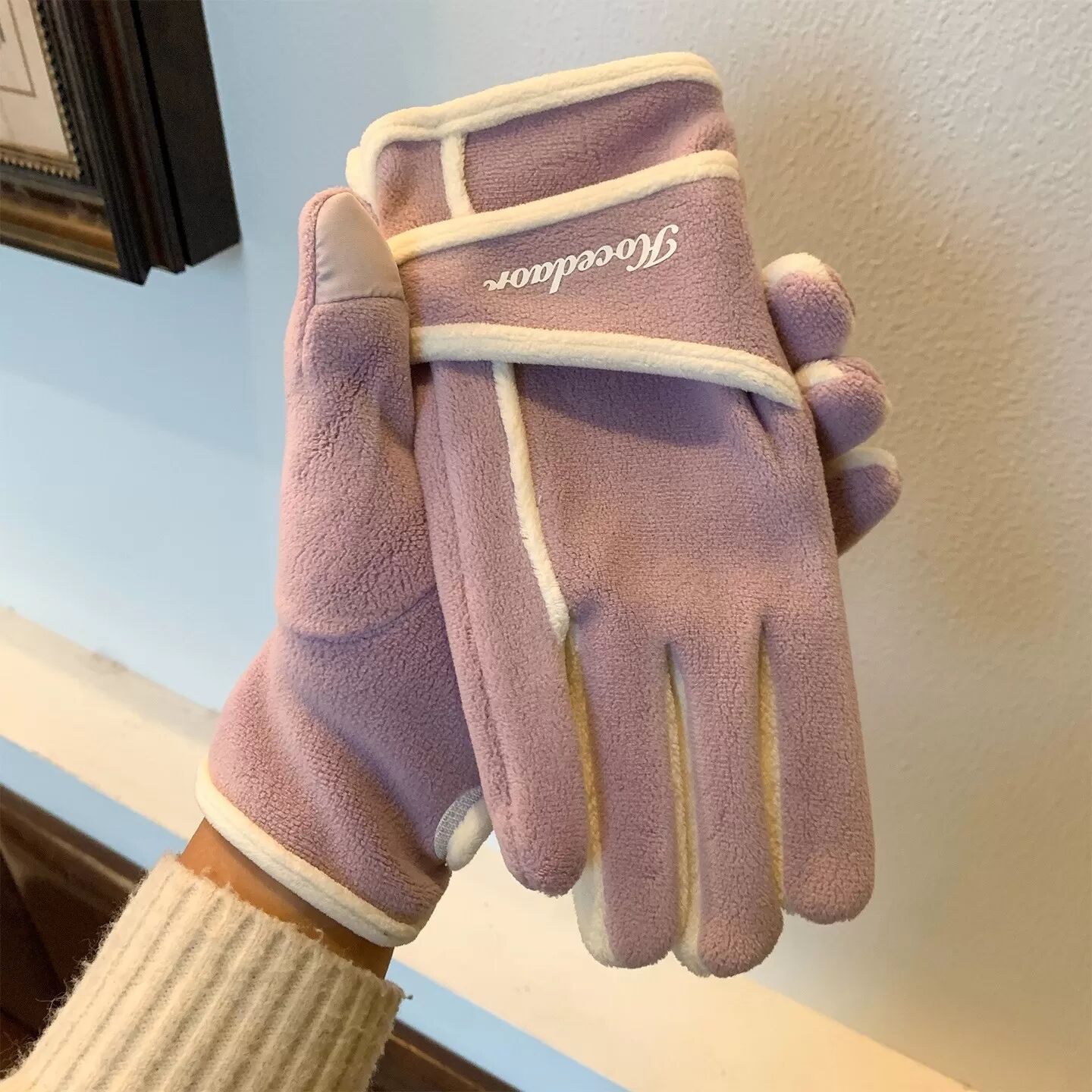INF Winter Letter Plüsch Touchscreen Handschuhe - Warm & Stilvoll Violett