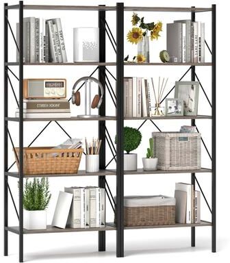 "1/2 PCS 5-Tier Bookshelf 63"" Tall Bookcase with Open Shelves"