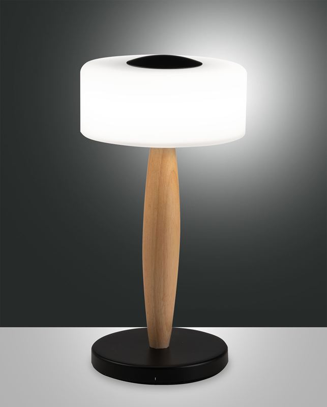Fabas Luce LED-Tischleuchte Elea Schwarz/Holz Eichenholz 3761-30-101 8019282546252
