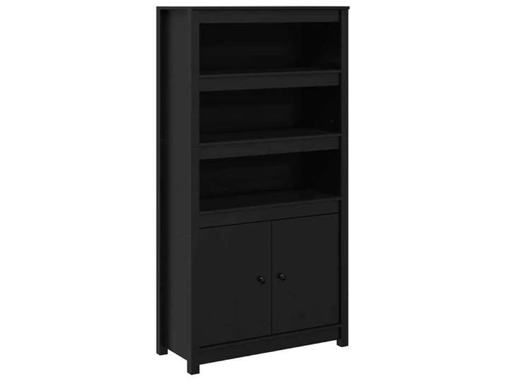 Buffet de Rangement(1 pc) Vaisselier haut Meuble Polyvalent Noir 80x35x154 cm Bois massif de pin B6235