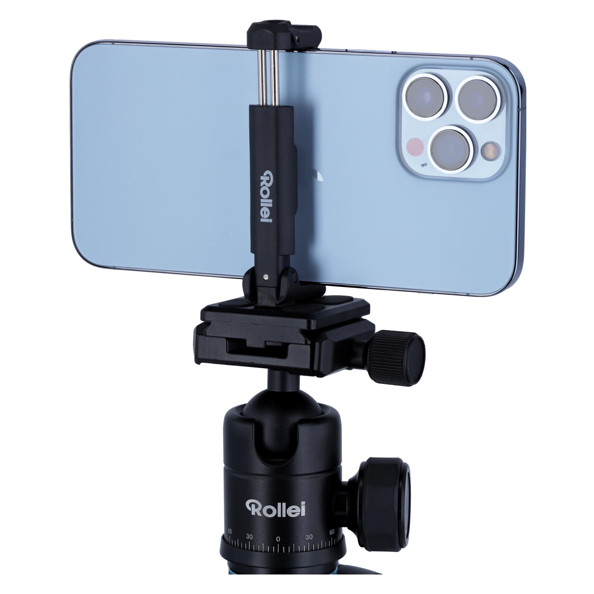 Rollei Smartphone-Halter für Stativ-Mittelsäule | Breiter Klemmbereich 6,5-8,5 cm (Stativadapter) (49239180)