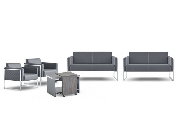 Xlmoebel Polstergarnitur 5-teiliges Arbeitszimmer-Set mit 2x 2-Sitzern und Couchtisch Grau, (Sitzgruppe, 5-tlg., 5-teiliges Arbeitszimmer-Set), Made in Europa