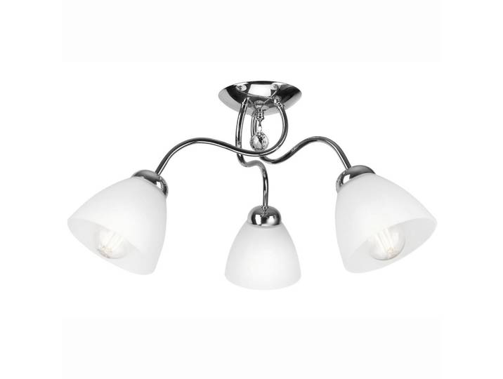 Deckenleuchte Miranda, Chromfarben, Metall, Glas, rund, 50x31x50 cm, Made in Europe, Europäischer Sicherheitsstandard, Lampen & Leuchten, Innenbeleuchtung, Deckenleuchten, Deckenleuchten