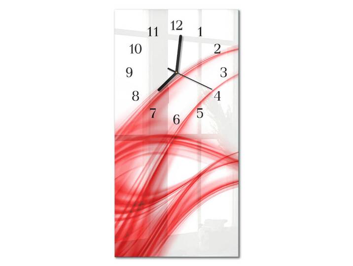 Tulup Wanduhr 30x60 cm - Limes, Rot, Glas, Rechteckig, 30x60x0.4 cm, Dekoration, Uhren, Wanduhren