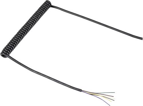 TRU Components 1571516 Spiralkabel 204mm / 600mm 6 x 0.12mm² Schwarz 1St.