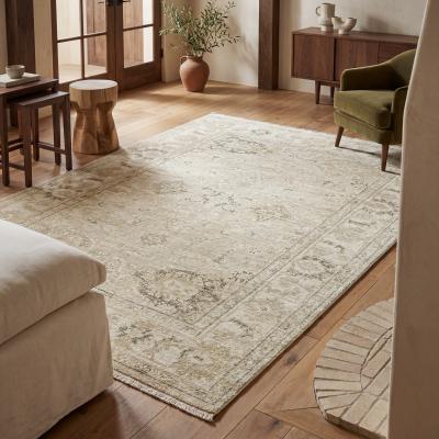 Style Haven Carmel Vintage Bordered Oriental Beige/ Gold Fringed Mix Pile Rug