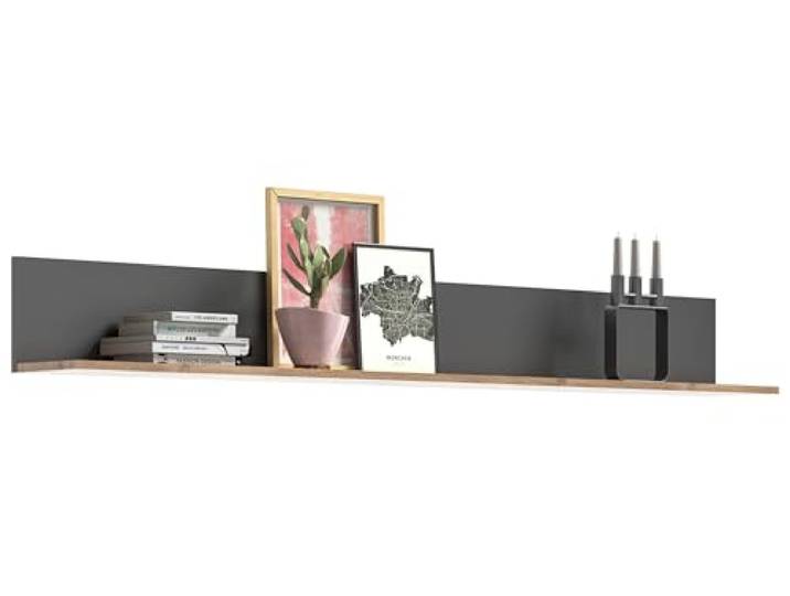 Newroom Wandboard Eiche Basalt Grau Wandregal schwebend Wohnzimmer