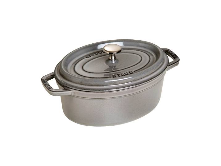STAUB Staub La Cocotte ovaler Topf Gusseisen 2,35 L Grafitgrau