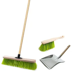 Andreas Bürsten GmbH Kehr- & Gartenbesen-Set 4-teilig in Neongrün