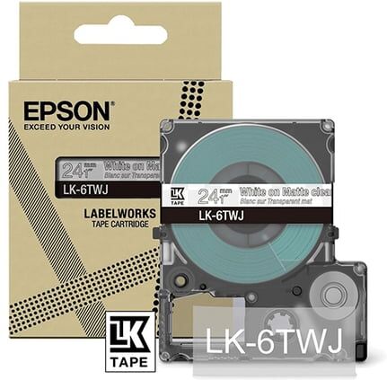 Epson LK-6TWJ fita mate branca sobre transparente 24mm