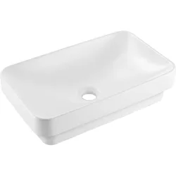 VEVOR Halbeinbauwaschbecken Handwaschbecken 490 x 305 mm rechteckiges Aufsatzwaschbecken mit 45 mm Abflussloch, modernes Einbauwaschbecken für kleine Räume Küchen Badezimmer Weiß