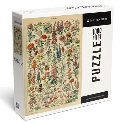 Assorted Flowers - E - Vintage Bookplate - Adolphe Millot Artwork - 1000 Piece Puzzle