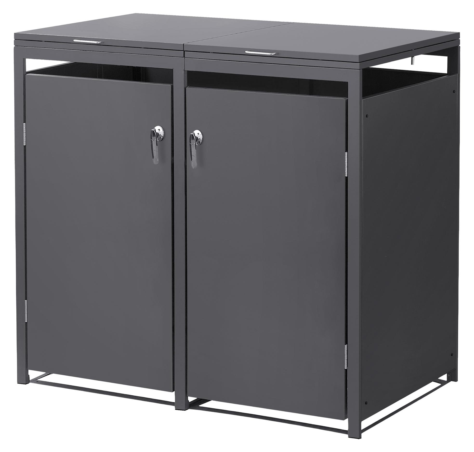 ML-Design Mülltonnenbox 2er für 2 Tonnen, 240L, 132x80x120 cm, Anthrazit, Stahl, wetterfest/abschließbar