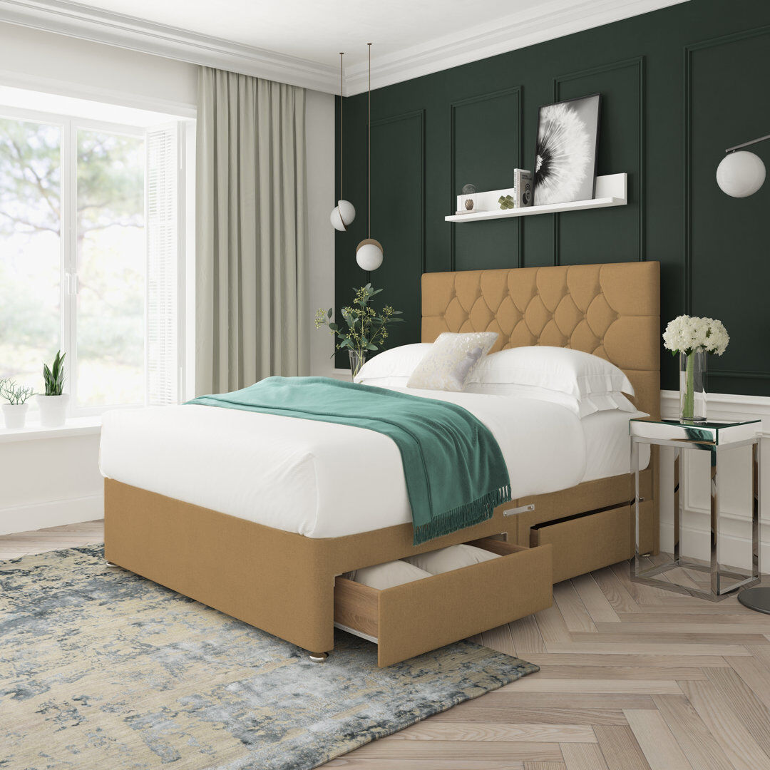 17 Stories Upholstered Divan Bed Latte Double (4'6)