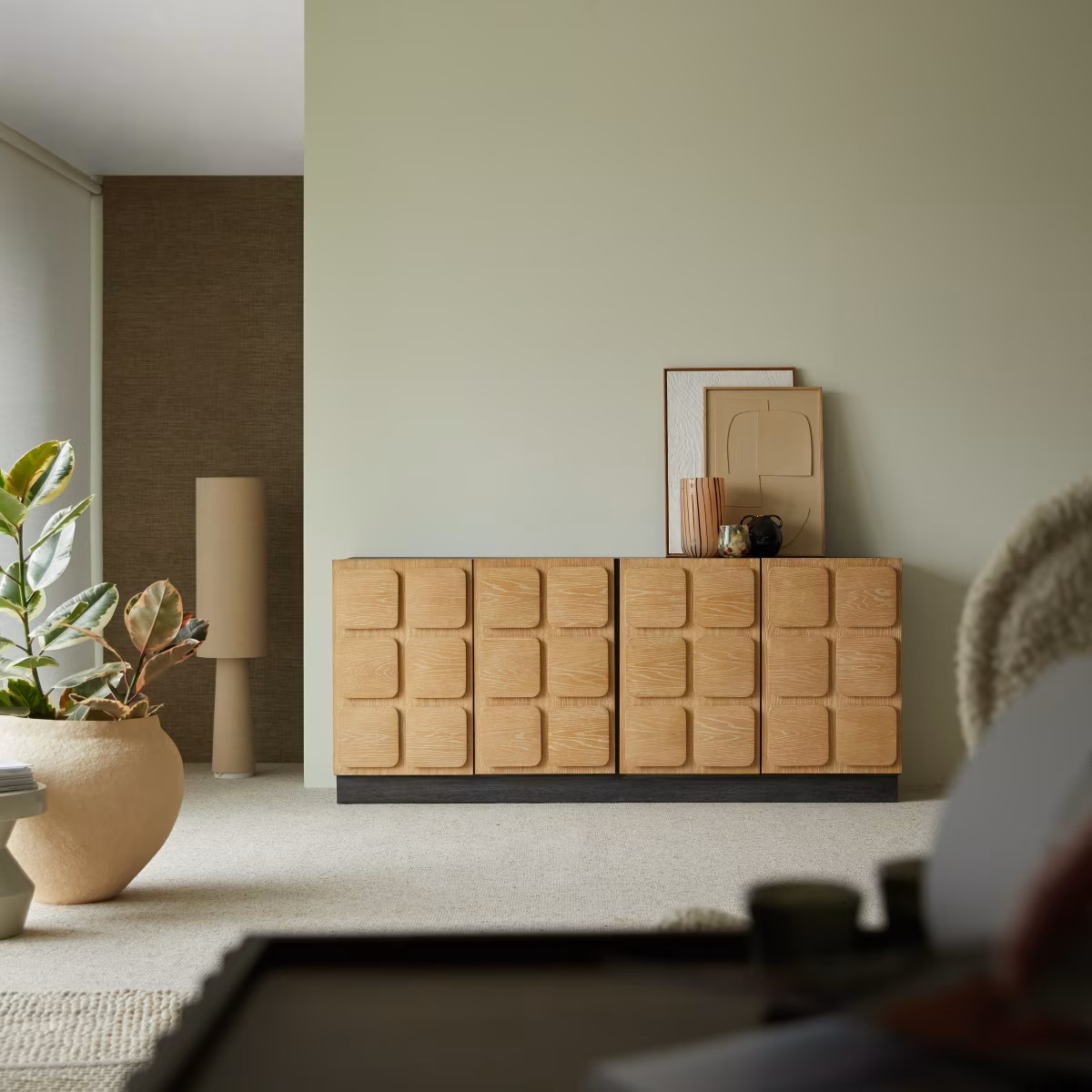 Tikamoon Eikenhouten buffetkast - Bruin/Beige - Breedte: 200 cm