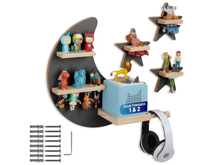 Étagère murale MyLittleStory Star, pouvant accueillir jusqu’à 25 Tonies - gris anthracite