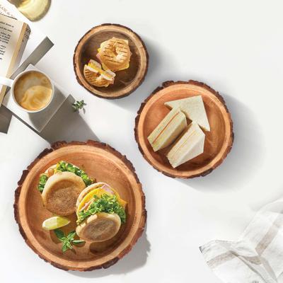 INOX artisans Bois Set of 3 Wood Bark Nut Bowls