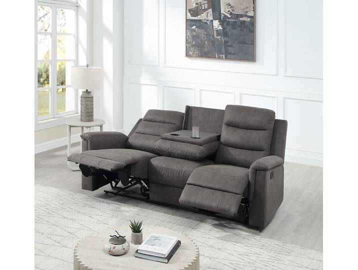 3-Sitzer GOODPRODUCT Cliff mit 2 Relaxfunktionen, extra bequem, B:198cm, Kinosofa , grau, B:198cm H:104cm T:96cm, 100% PES, Sofas, 3-Sitzer, Federkern und Becherhaltern in klappbarer Mittelkonsole