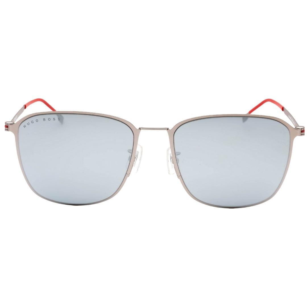 Hugo Boss Matte zonnebril met meerdere lagen glazen voor heren (Ruthenium/Wit)