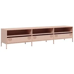 Helloshop26 - Industrieller TV-Schrank mit Stauraum 202 x 39 x 43,5 cm Kaltgewalzter Stahl Rosa