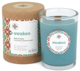 Seeking Balance Awaken-Basil & Lime Jar Candle by Brylane Home in Blue