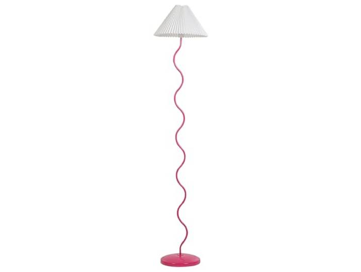 Stehlampe rosa Metallfuß gewellt Plisseeschirm Stoffschirm Kegelform Jikawo