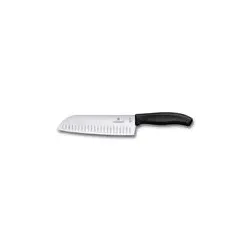 Victorinox Swiss Classic Santokumesser 17 cm | Präzises Allround Küchenmesser mit Kullenschliff Schwarz
