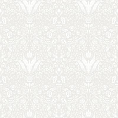 A-Street Prints Mara Light Grey Tulip Ogee Wallpaper